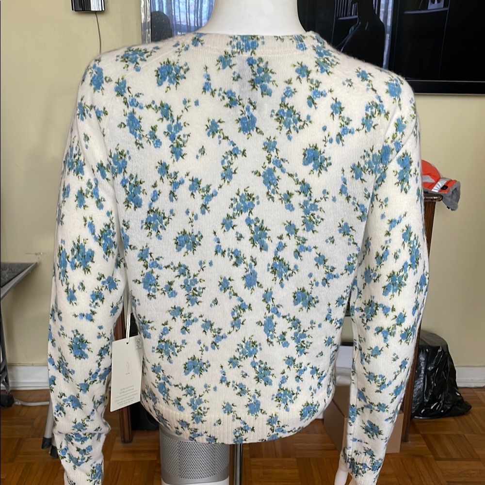 Joie Floral Cashmere Cardigan Sweater Size M - Picture 4 of 7